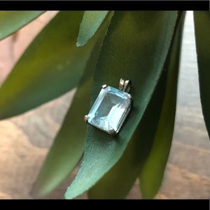 Dainty silver Aqua Marine Pendant